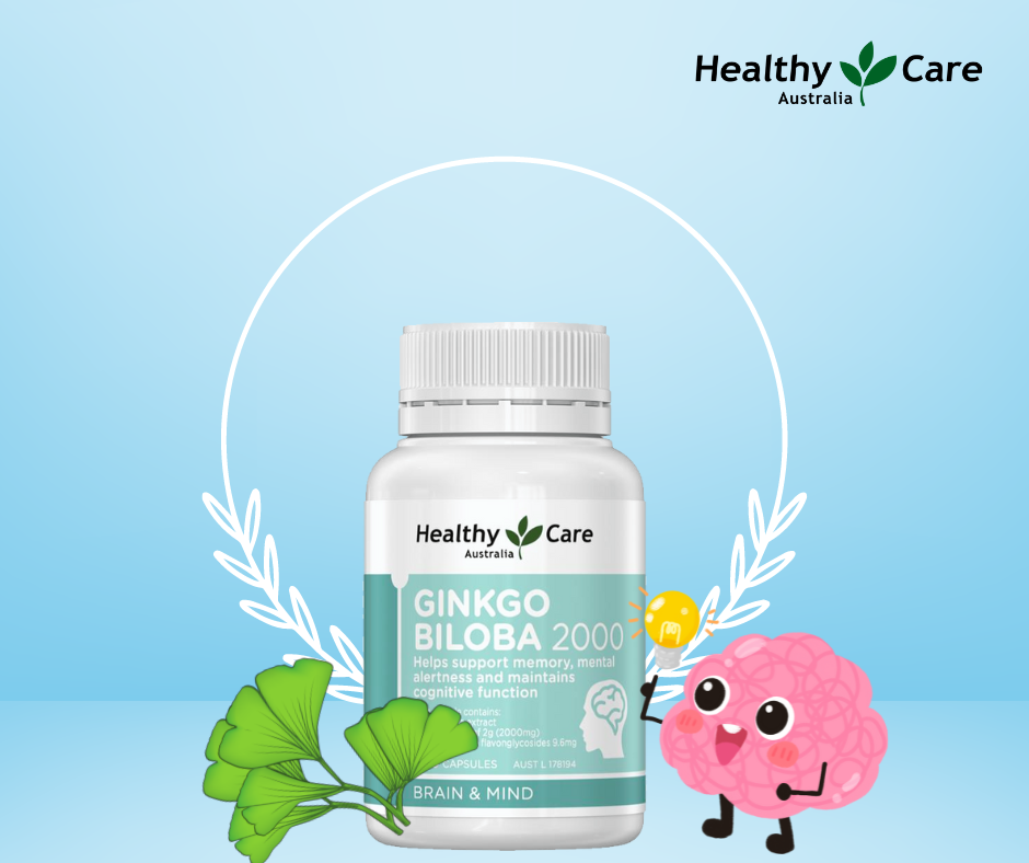 Bổ não Úc Healthy Care Ginkgo Biloba 2000, Giúp tăng tuần hoàn máu não, Cải thiện chức năng nhận thức, Trí nhớ, Giúp an thần và Giảm Stress - QuaTangMe Extaste