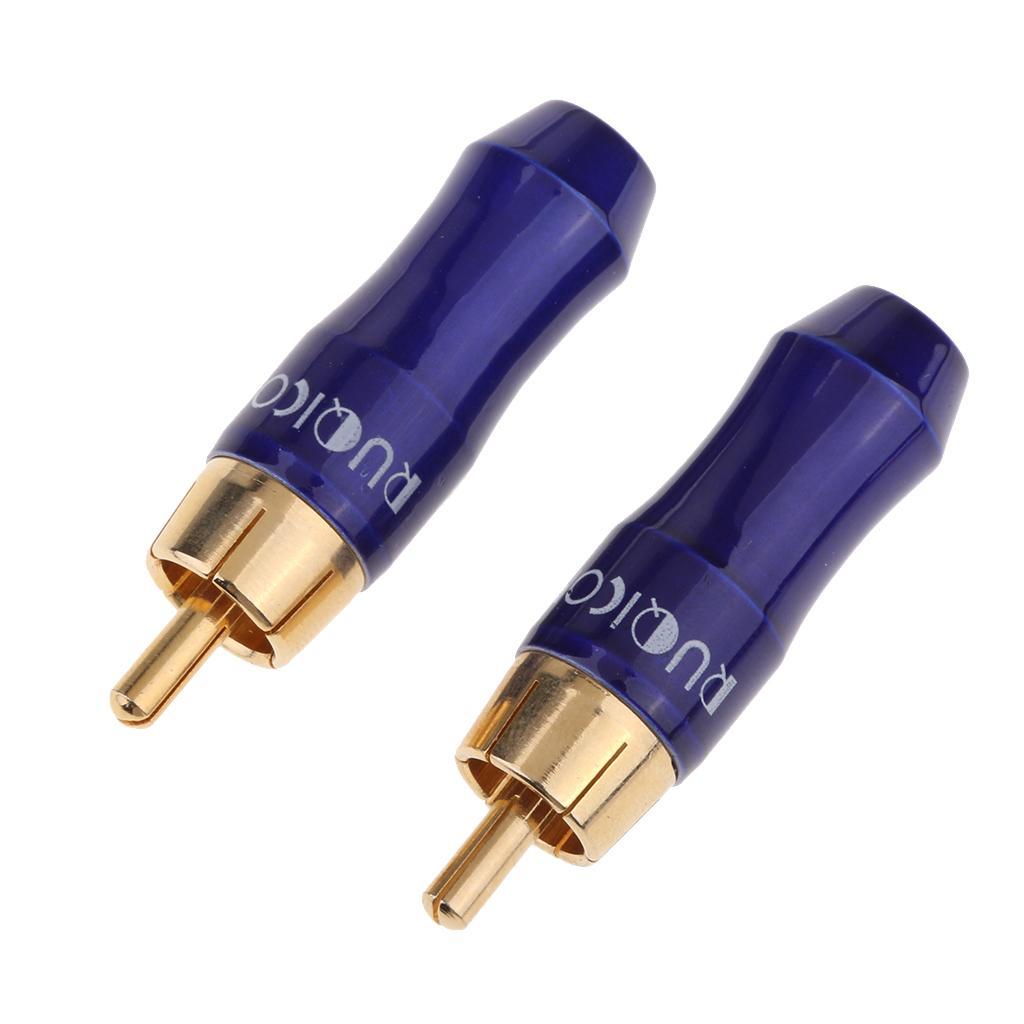 2-piece Gold Plated RCA Male Plug Connector Audio Video Cable Adapter