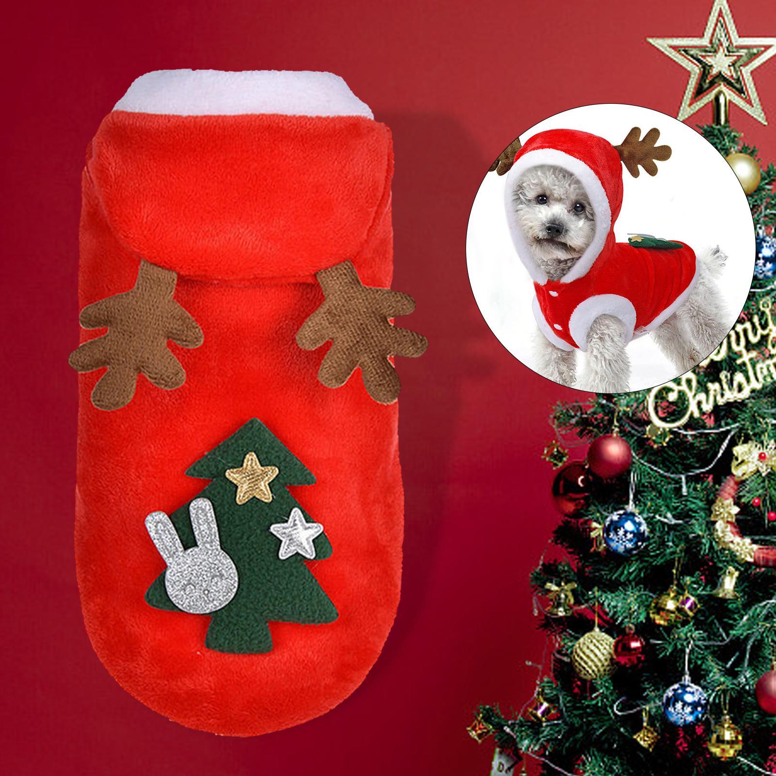 Pet Christmas Clothes Winter Warm Flannel Hoodie Apparel for Pug Party