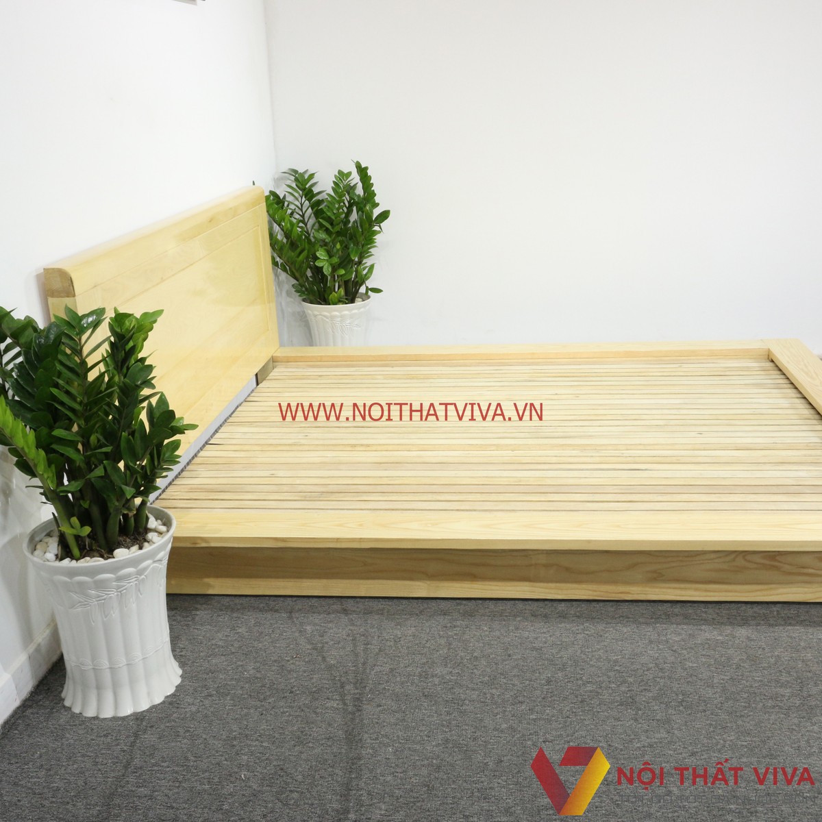 Giường Ngủ Kiểu Nhật Gỗ Sồi Màu Tự Nhiên Đẹp Hiện Đại