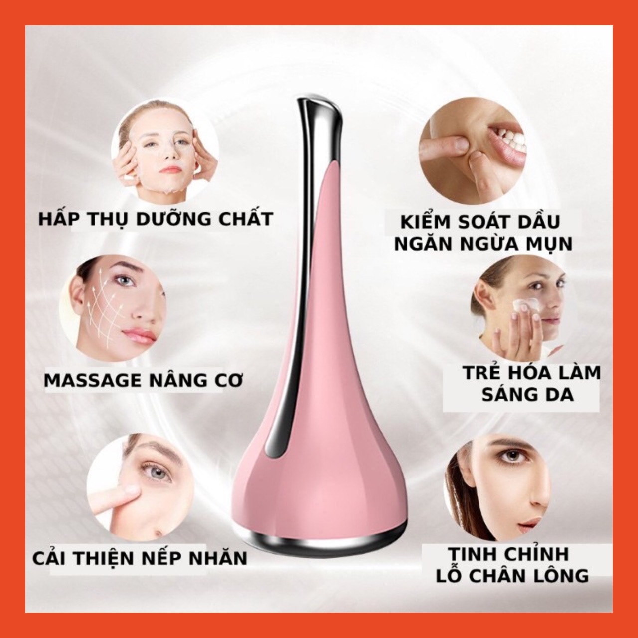 Máy massage mặt đa năng cầm tay THÚC ĐẨY THẢI ĐỘC DA- NGỪA MỤN- CẢI THIỆN NẾP NHĂNThiết kế sang trọng, Nhỏ gọn