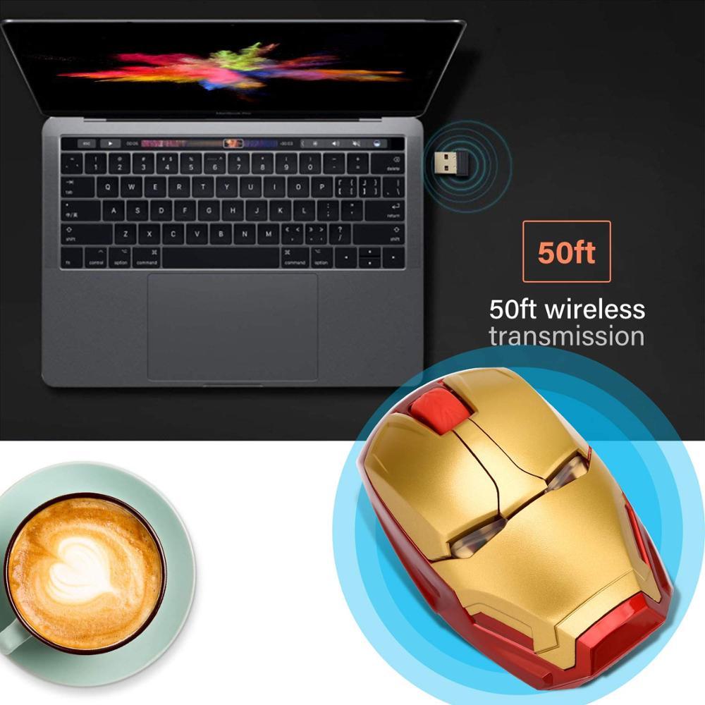 Thoáng Mát Không Dây Iron Man Chuột Chuột Ergonomic 2.4G Di Động Máy Tính Di Động Click Quang USB Thu Dành Cho Máy Tính Xách Tay Máy Tính Mac quyển Sách