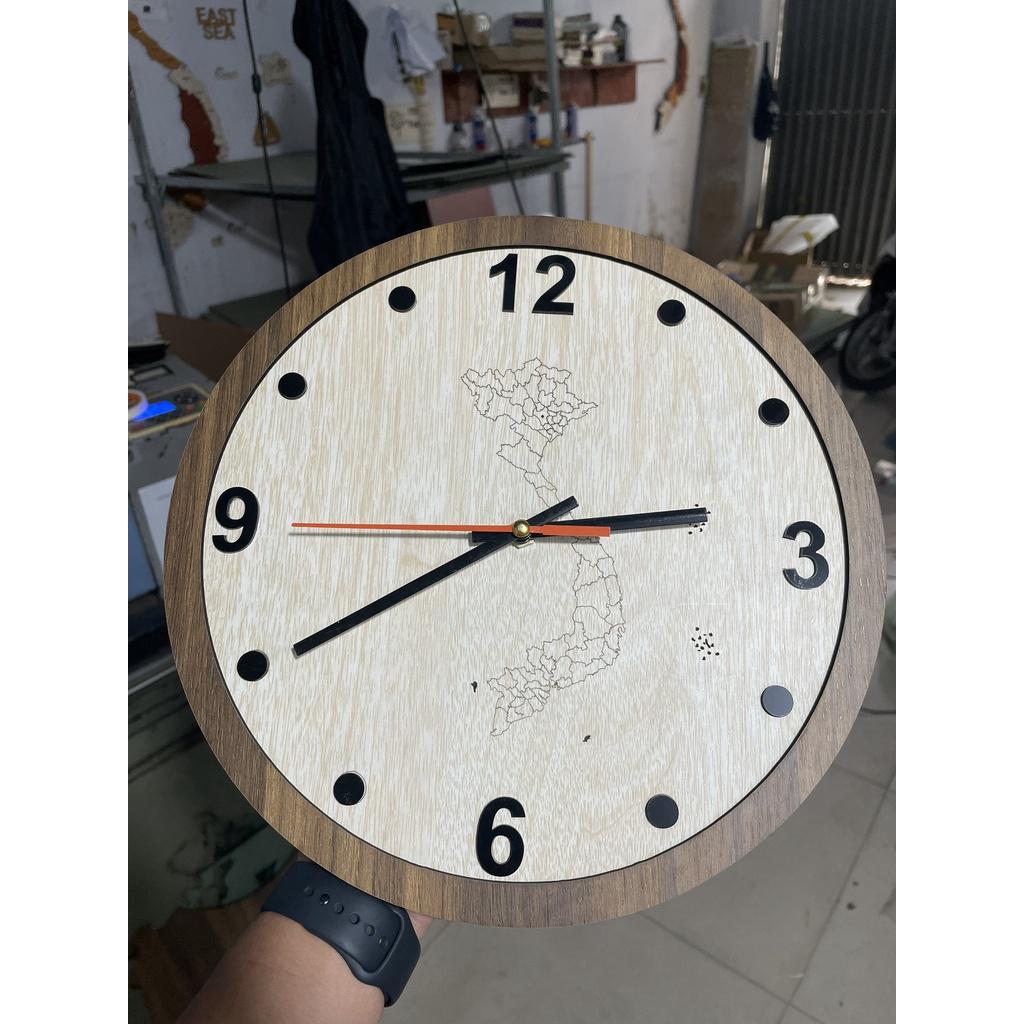 Đồng Hồ Gỗ Treo Tường Khắc Hình Bản Đồ Việt Nam - Phong Cách Sang Trọng, Nổi Bật