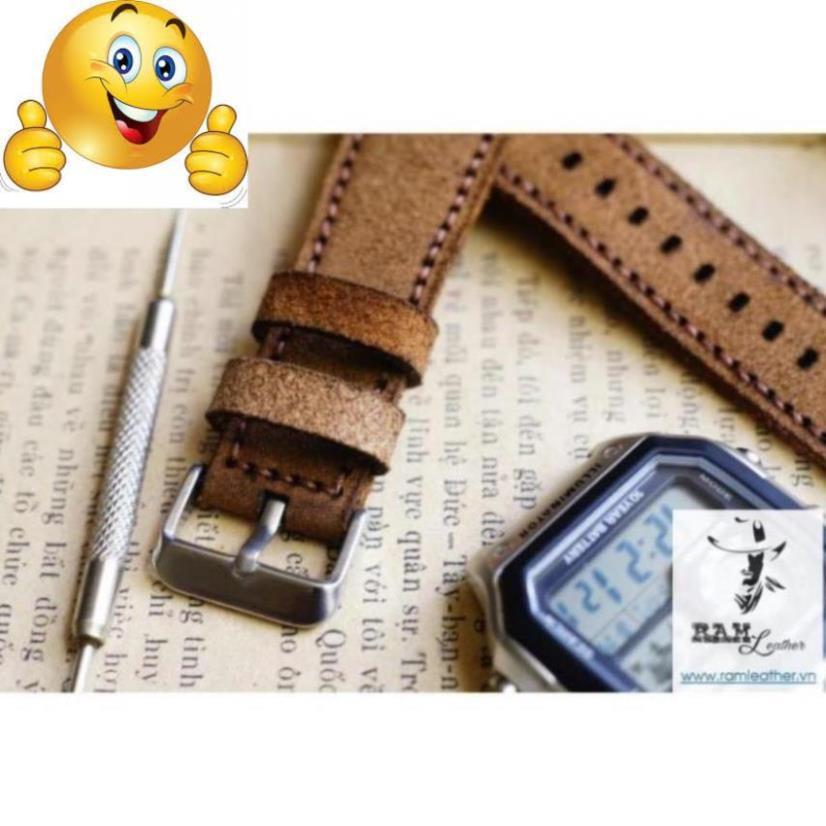 DÂY ĐỒNG HỒ MÀU VÀNG LỘN CAO CẤP - DÀNH CHO CASIO AE 1200 /SEIKO5-CHÍNH HÃNG RAM LEATHER .