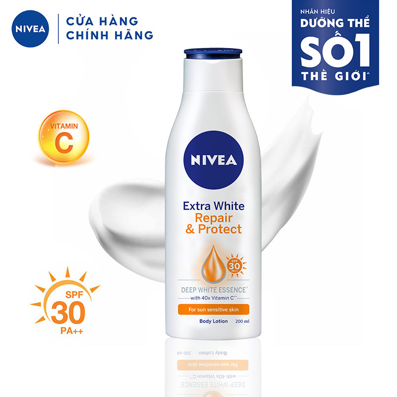 Sữa Dưỡng Thể Dưỡng Trắng Nivea Giúp Phục Hồi &amp; Chống Nắng SPF 30 (200ml) - 88310