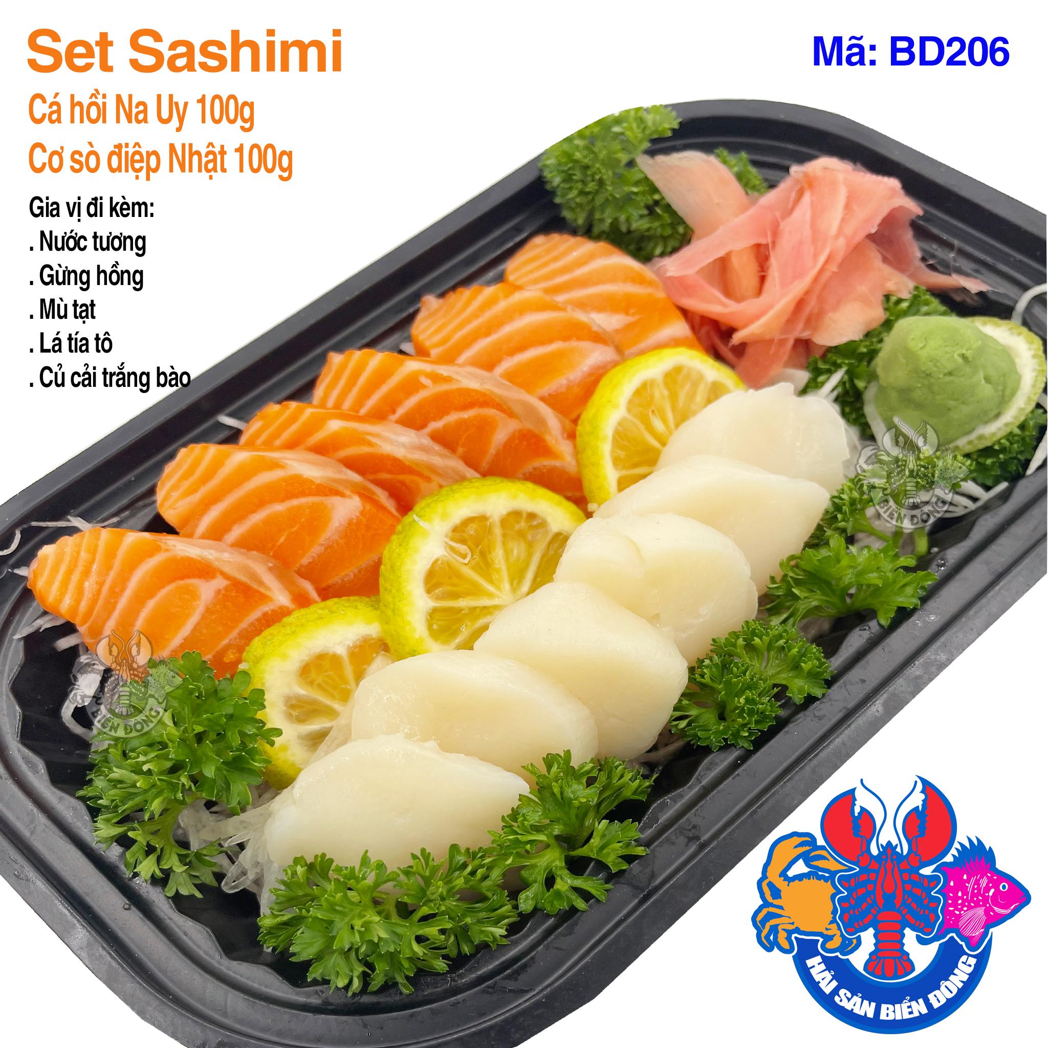 Mã 206_Set Sashimi Cá Hồi, Sò Điệp Nhật 200g