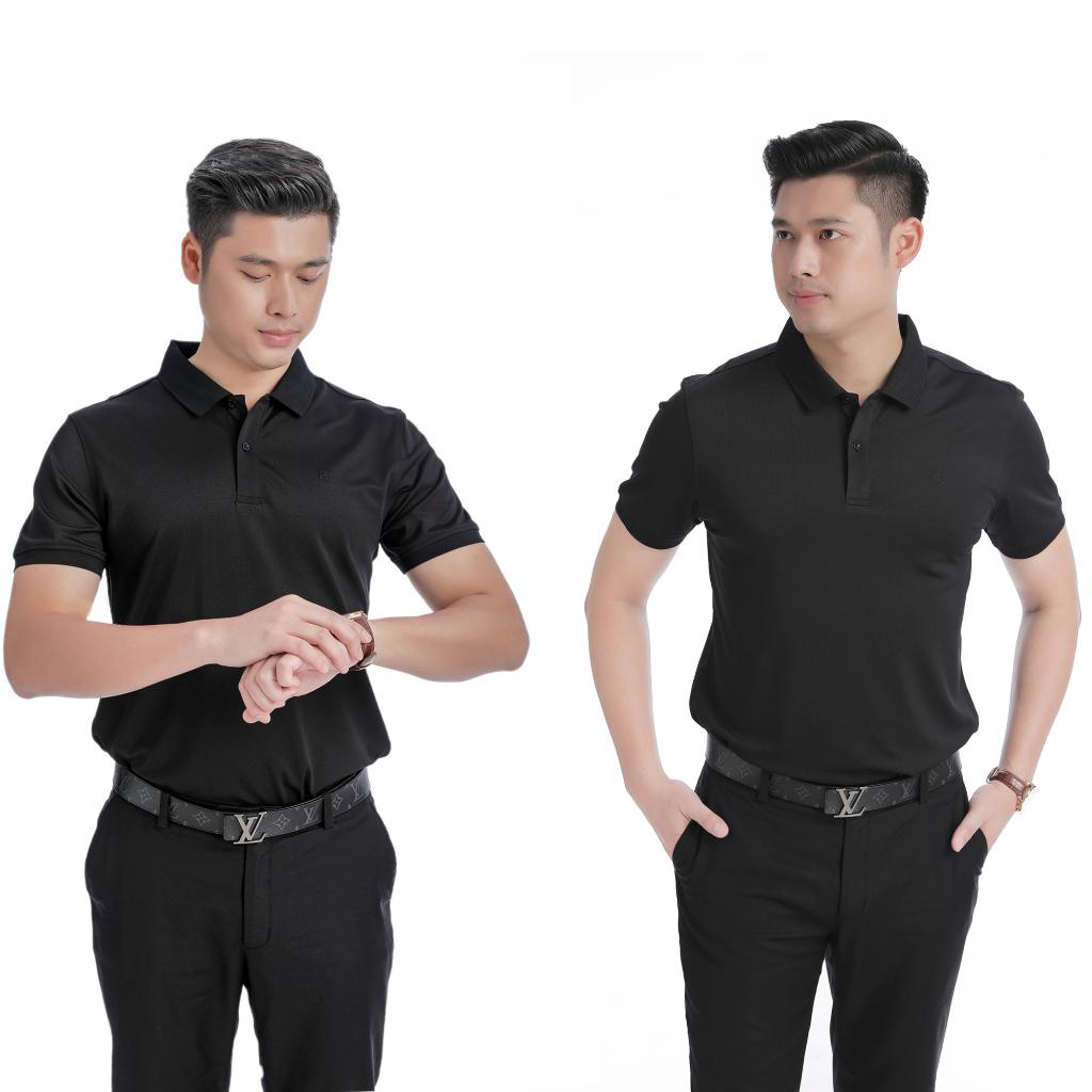 Áo nam polo màu đen dáng đẹp cá sấu Poly thể thao ngắn tay trơn cao cấp có cổ GIFASHION MPC30312