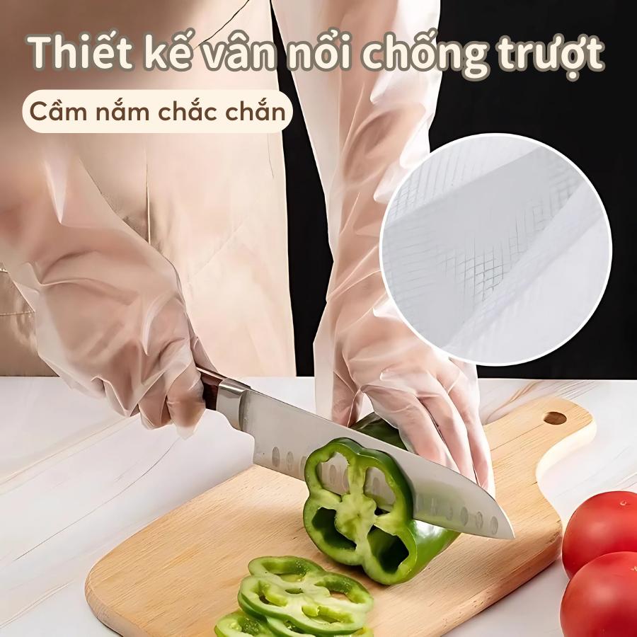 Găng TPE Siêu Dai Dùng 1 Lần - Dài 60Cm, Có Chun Chống Tuột, Găng Tay Rửa Chén Bát, Giặt Đồ Dọn Dẹp Đa Chức Năng