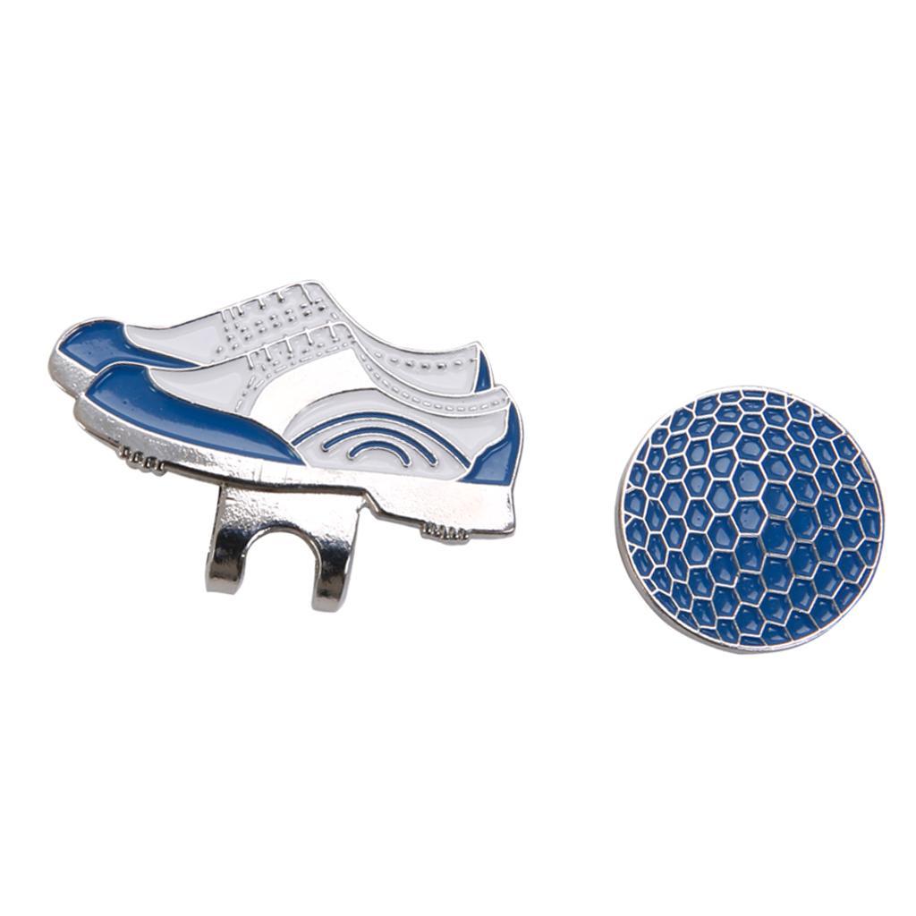 2xGolf Hat Clip with Detachable Ball Marker Pattern Blue