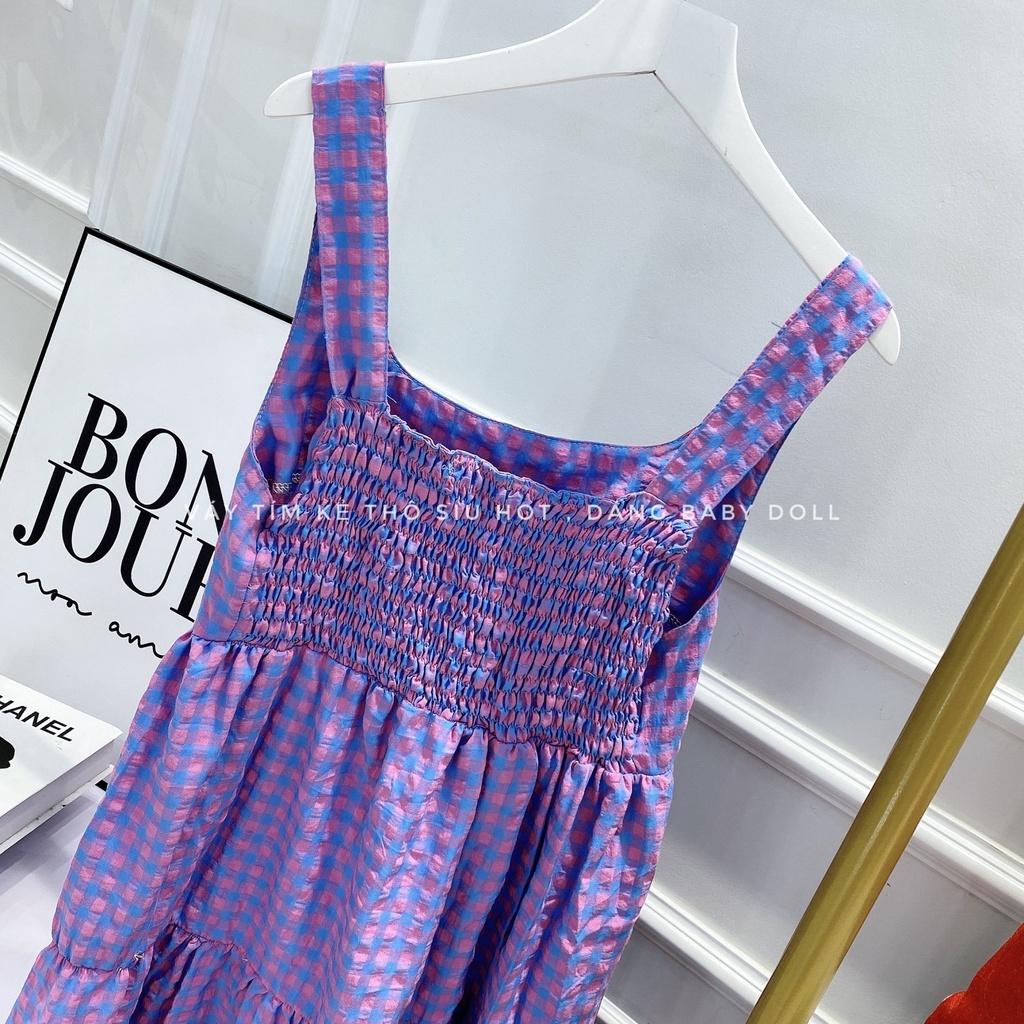 Váy Đầm Babydoll 2S thiết kế dáng bồng chất đũi thô màu tím mộng mơ bầu bí bon chen thoải mái