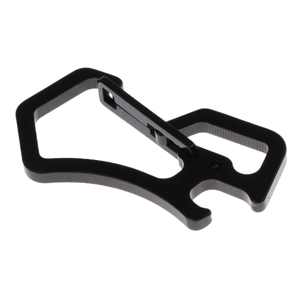 2 Pieces Carabiner Keychain Bottle Opener with Keyring Key Chain Corrosion Resistance Black Gray