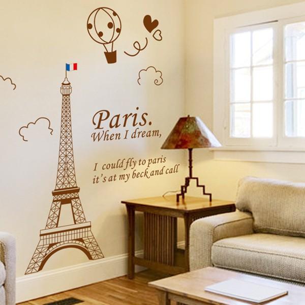 Decal trang trí dán tường nghệ thuật tháp Eiffel AY9132B