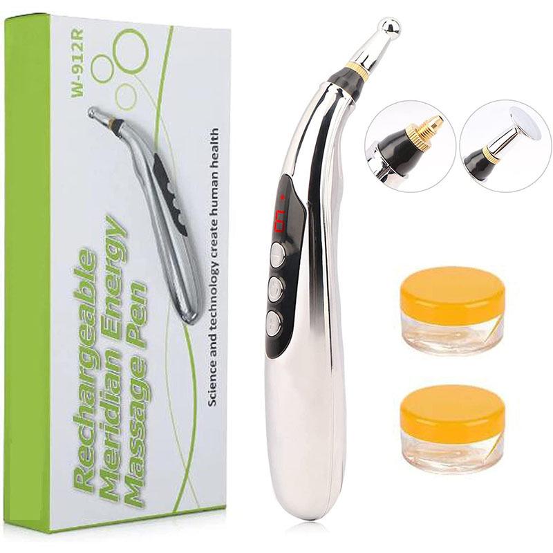 Usb usb có thể sạc lại bút 3 đầu laser massage massage pen massager cho cơ thể trị liệu chân cổ