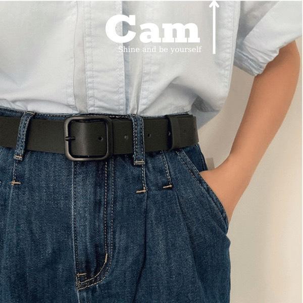 Thắt Lưng Nam Nữ Unisex Dây Nịt Mặt Vuông Bản To 3cm Cá Tính Full Đen Học Sinh - Thắt Lưng Tre - Camcamvintage