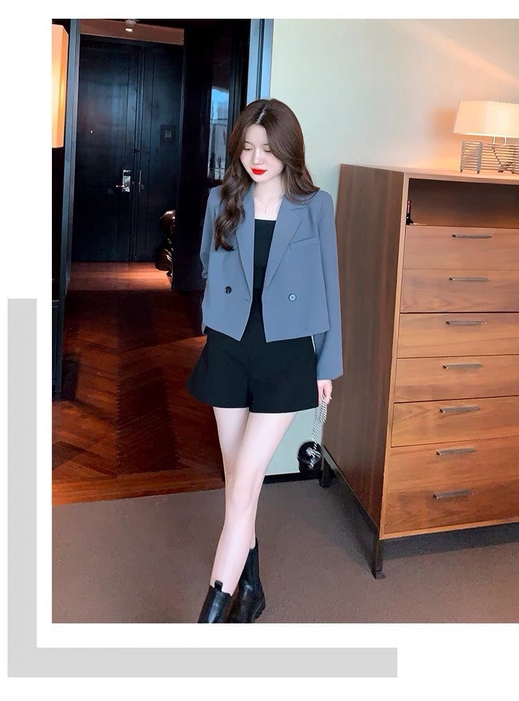 Áo blazer nữ dáng croptop dài tay Áo vest công sở nữ mùa đông dáng ngắn chất liệu tuyết mưa 2 lớp sang trọng thanh lịch