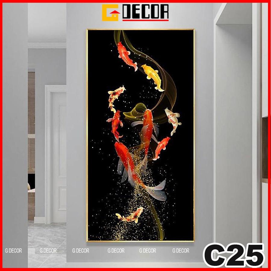 Tranh treo tường canvas 1 bức phong cách hiện đại Bắc Âu tranh cửu ngư quần hội trang trí phòng khách, phòng ngủ spa 25