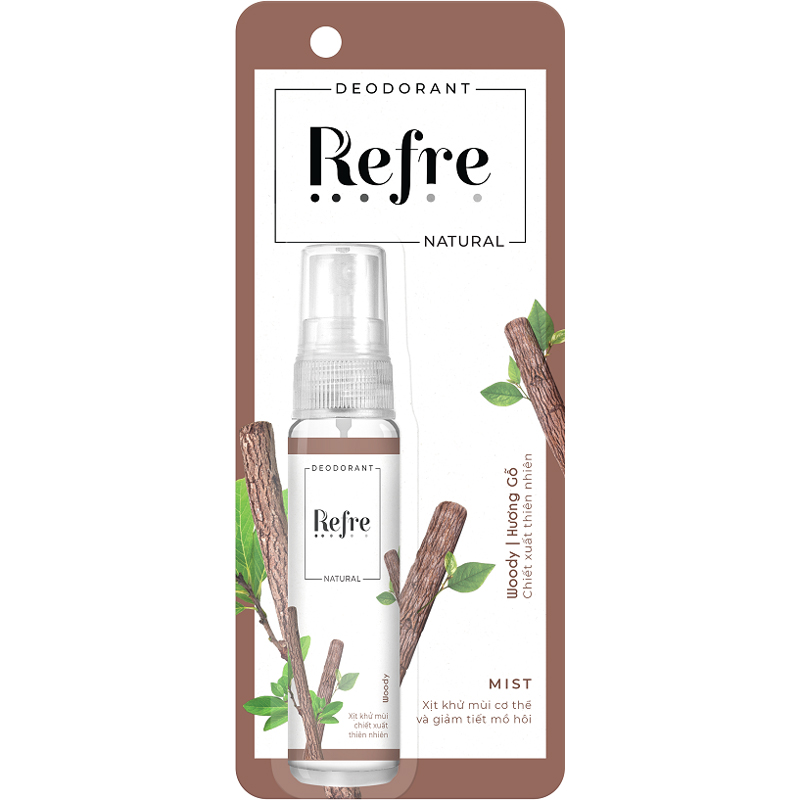 Xịt Khử Mùi Chiết Xuất Thiên Nhiên Refre Natural Woody – Hương Gỗ 30ml