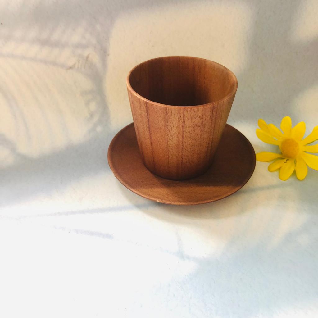 Cốc Gỗ Xoan Thân Trụ 7x8 cm Màu Chocolate , Cốc Uống Trà, Cà Phê, Basic Style, Chụp Ảnh Trang Trí