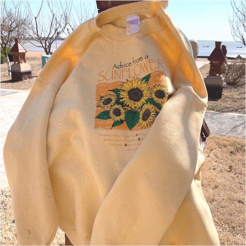 Áo Sweater Sun Flower Chất Nỉ Bông Mịn Đẹp - Form rộng Unisex Nam Nữ Couple