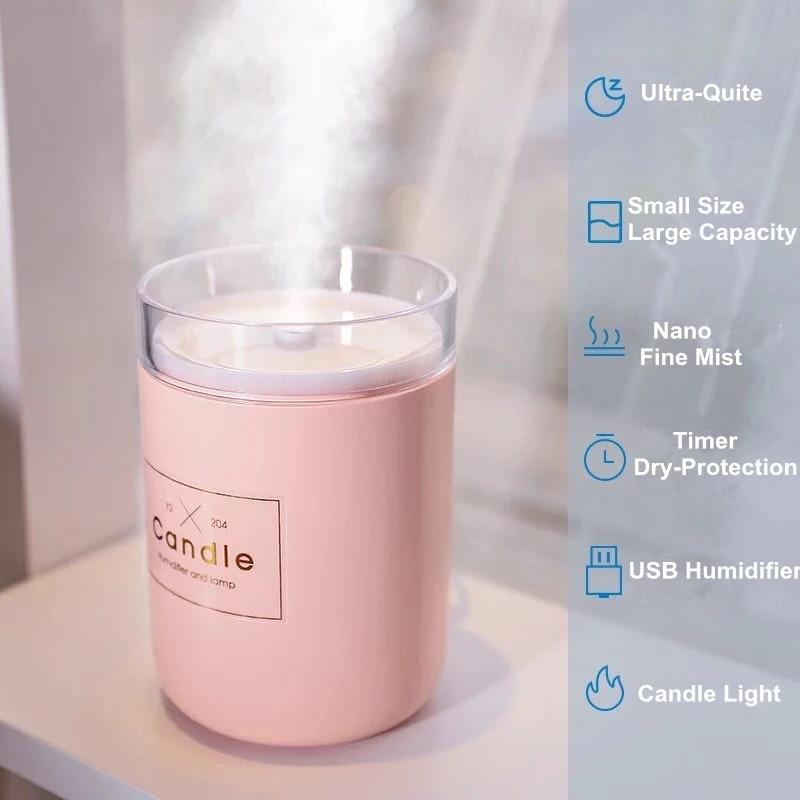280ML Xông Siêu Âm Thanh Máy Tạo Độ Ẩm Không Khí Lãng Mạn USB Máy Khuếch Tán Tinh Dầu Xe Ô Tô Hương Anion Phun Sương Tạo Điện Cho Gia Đình