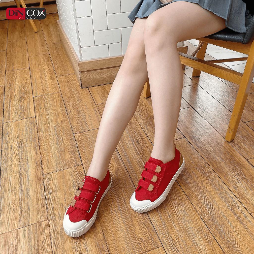 Giày Sneaker Vải Nữ DINCOX E01 Quai Dán Nữ Tính Red