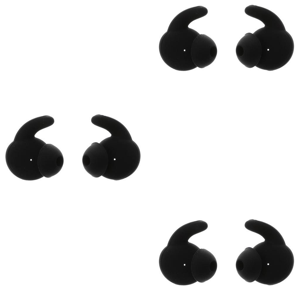 3 pair Silicone Replacement Ear Buds Tips - Black for Huawei Honor xSport AM61 Headset Noise Isolation Headphones Sport