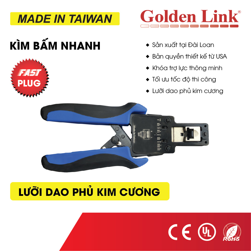 Kìm Bấm Cáp Mạng Nhanh Golden Link – Made in TAIWAN - Hàng chính hãng