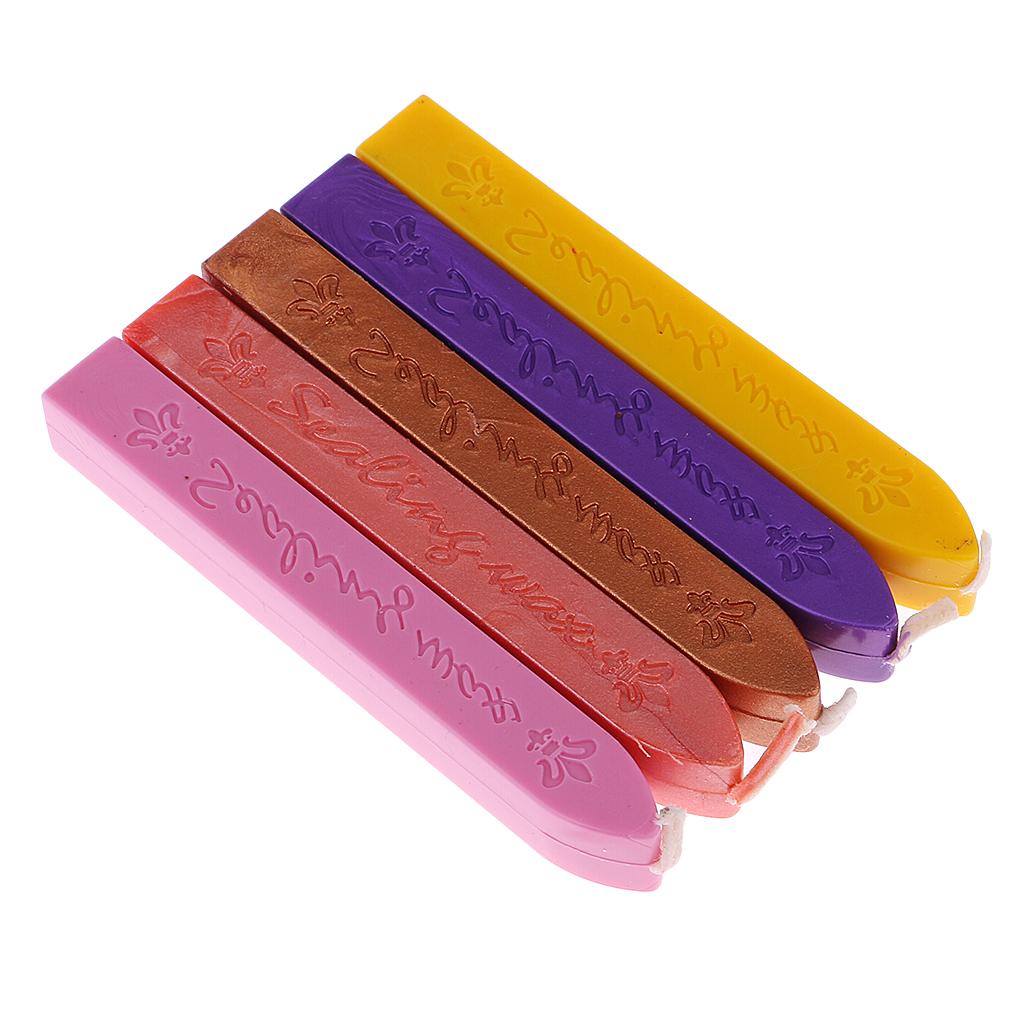 5pcs Vintage Sealing Seal Wax Sticks with Wick for Wedding Invitation Stamp Letter Card