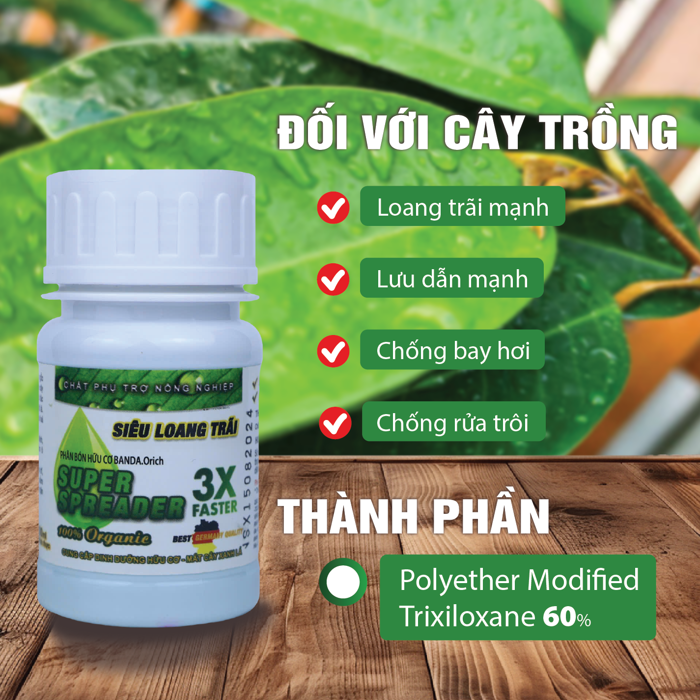 SUPER SPREADER - Chất phụ trợ nông nghiệp Siêu loang trãi chai 100ml