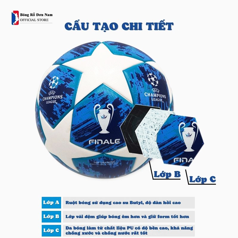 Quả bóng đá UEFA CHAMPIONS LEAGUE 2019 màu xanh size 5 bóng đúc