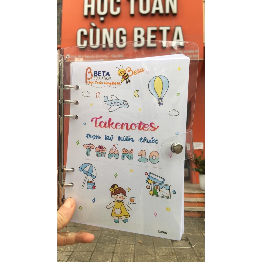 Sổ takenote toán 10, sổ tay ghi chép toán 10, sổ lò xo bìa trong Beta, sổ còng đóng Binder làm sổ planner bullet journal