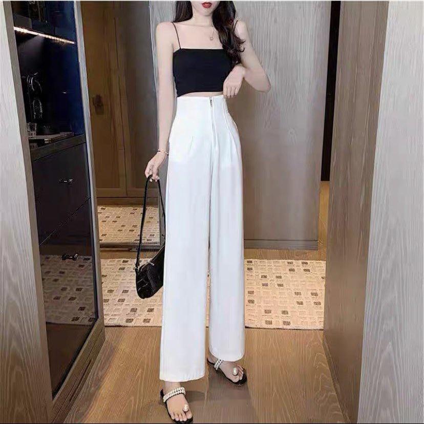 Quần ống rộng, quần suông khoá trước 2 màu tôn dáng kéo dài chân D'Lily Store