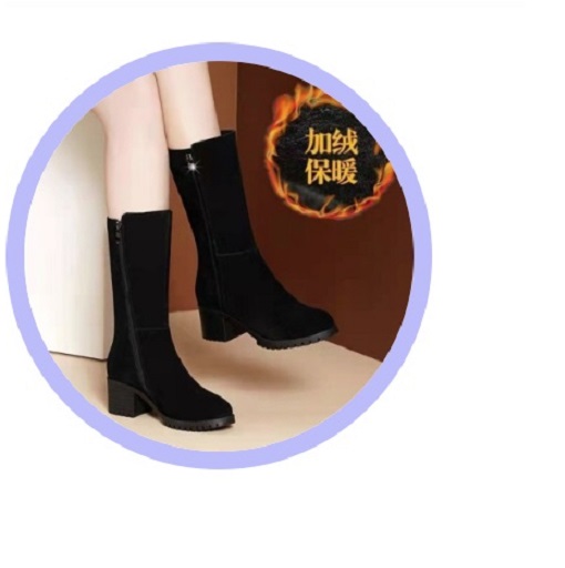 [CÁ TÍNH] Giày boot ống nữ da lộn cổ lửng dây kéo bốt ống cổ trung sành điệu boot cổ lông boots lót lông S151