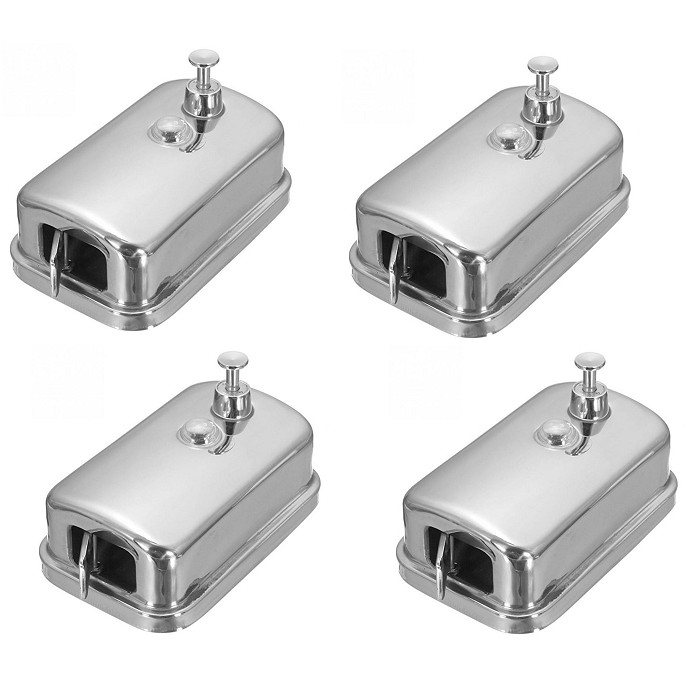 Combo 4 hộp đựng xà phòng nước rửa tay nhấn treo tường inox siêu bền 800ml