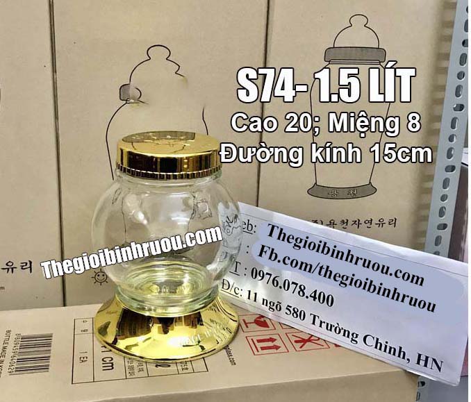 Bình thủy tinh ngâm sâm Hàn Quốc 1,4 lít
