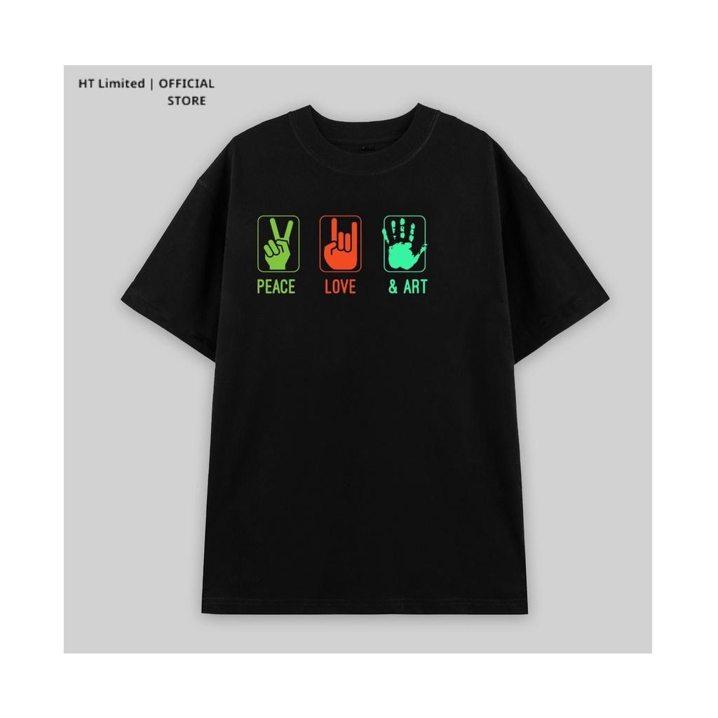 Áo thun thiết kế Unisex họa tiết peace love art basic local brand, Cotton Cao Cấp 100%