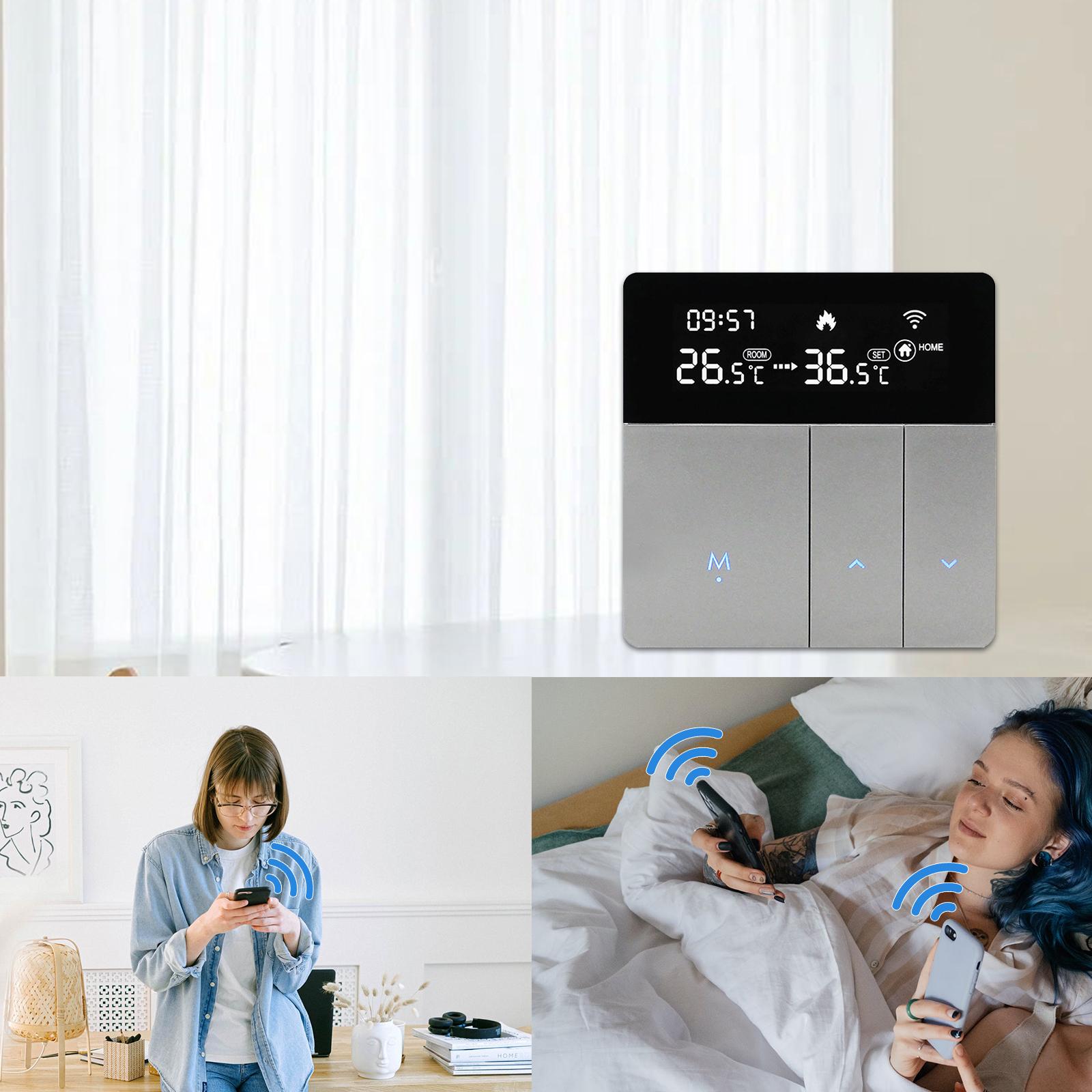Bộ Điều Nhiệt Thông Minh Wifi Với Màn Hình Lcd Điều Khiển Qua Ứng Dụng & Điều Khiển Bằng Giọng Nói