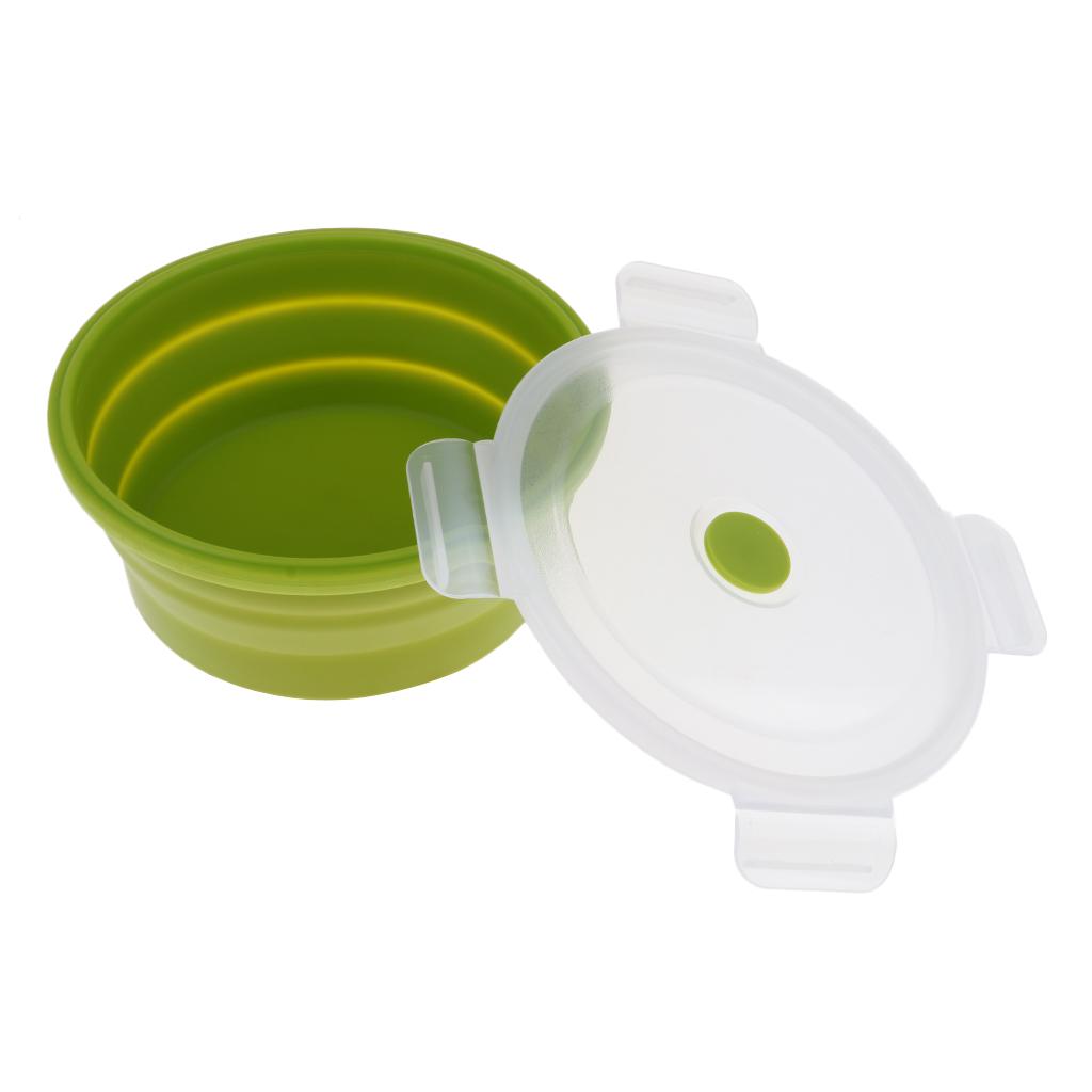 Collapsible Silicone Bowl with Lid for Outdoor Camping, Travel, Hiking and Indoor Home Kitchen