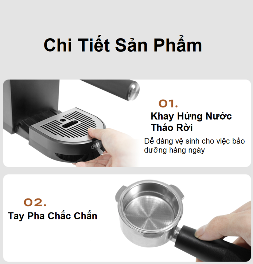 Máy pha cà phê Espresso, Cappuccino, Latte thương hiệu Mỹ cao cấp HiBREW H5B - Công suất 1500W, áp suất 15bar - Hàng nhập khẩu