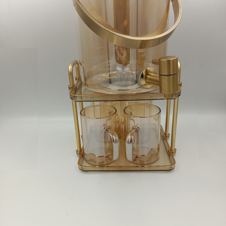Bình Nước Thuỷ Tinh Borosilicate Hình Hươu Kèm 4 Cốc Và Giá Đỡ Mạ Vàng , Sang Trọng Tinh Tế, Decor nhà cửa
