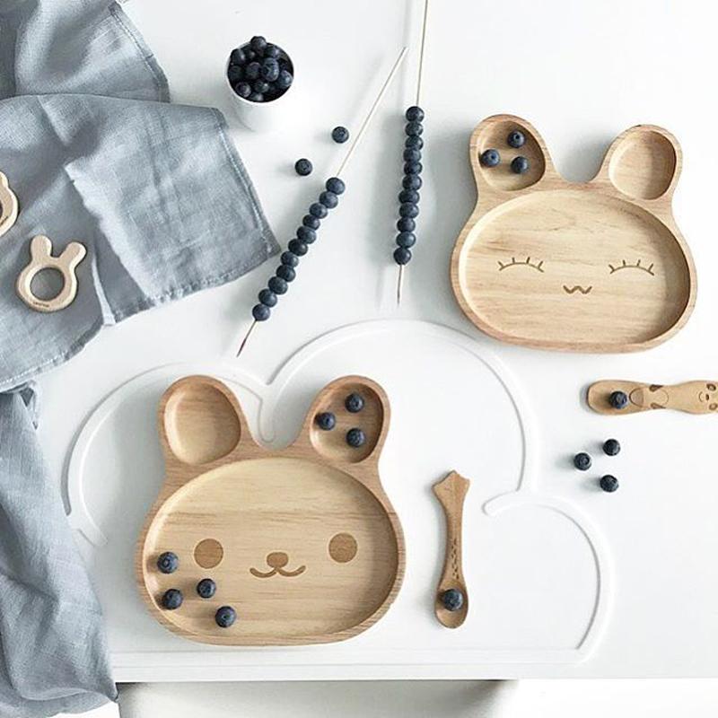Gỗ Đĩa Ăn Cho Bé Prato Cho Bé Ăn Món Ăn Trẻ Em Ăn Cho Ăn Bộ Platos Trẻ Em Bé Servies Bộ Đồ Ăn Bát Nước Quai Khay