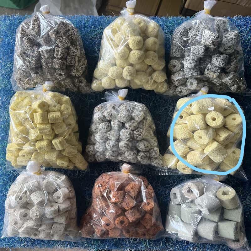 Sứ lọc Vật Liệu Lọc Hồ Cá: Sứ Trụ Trắng- Trụ Đỏ- Trụ Vàng Và Trụ Nhiều Màu