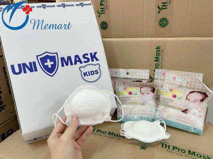 Set 3 chiếc Khẩu trang 3D hình gấu Uni Mask cho bé sơ sinh từ 0-3 tuổi hàng Việt Nam