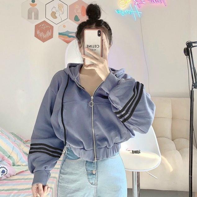 Áo Khoác Nỉ Form Rộng Lửng Sọc Tay Unisex Nam Nữ , Chất nỉ dày dặn 2 lớp - hàng có sẵn