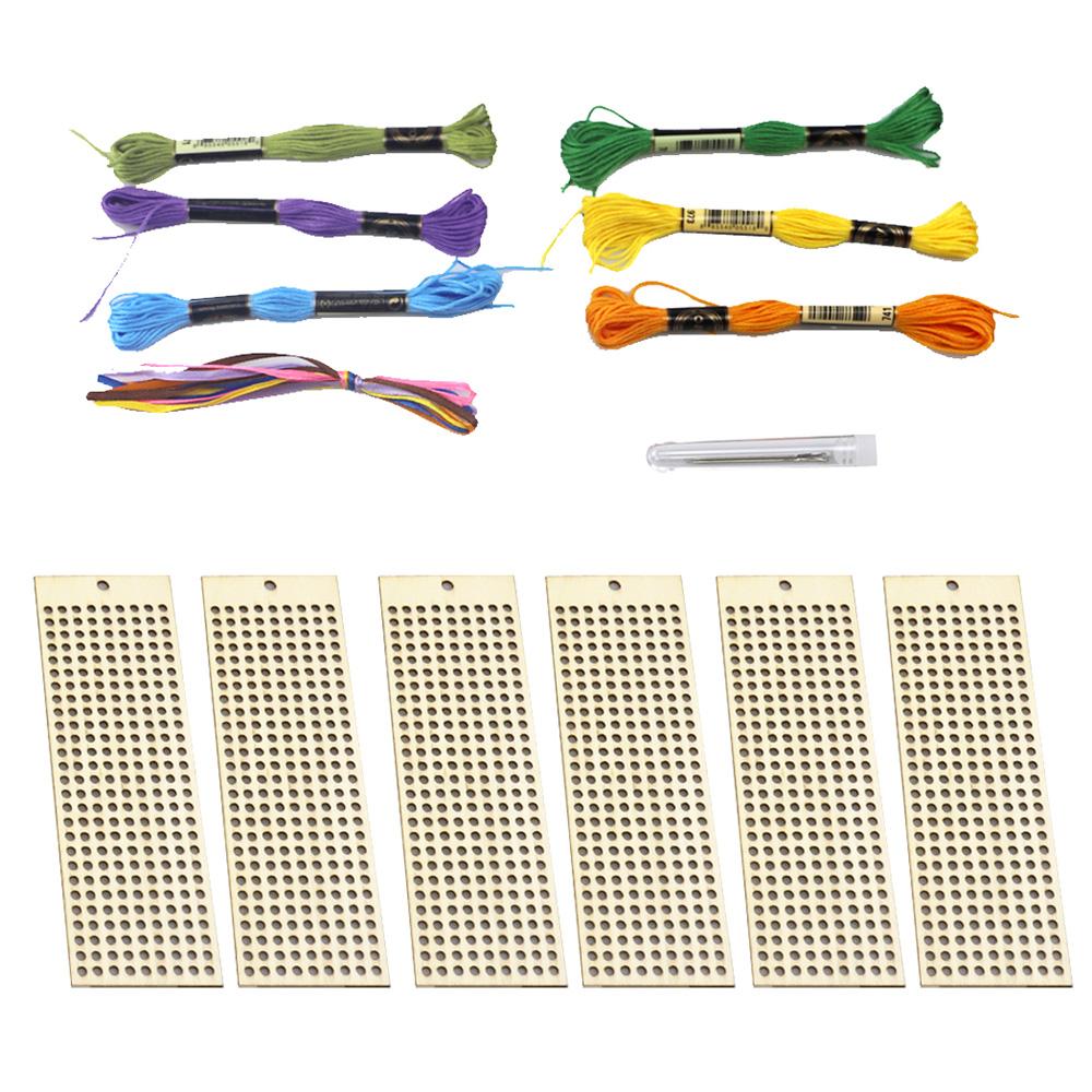 6 cái bookmark bằng gỗ với chỉ thêu màu