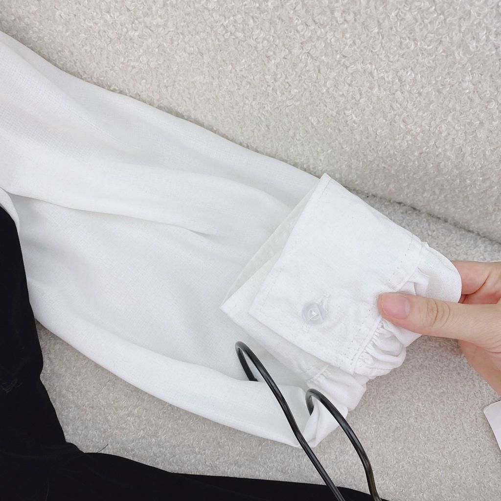 Đầm đen phối tay trắng cố sen thắt nơ vintage công sở công chúa tiểu thư dịu dàng dự tiệc