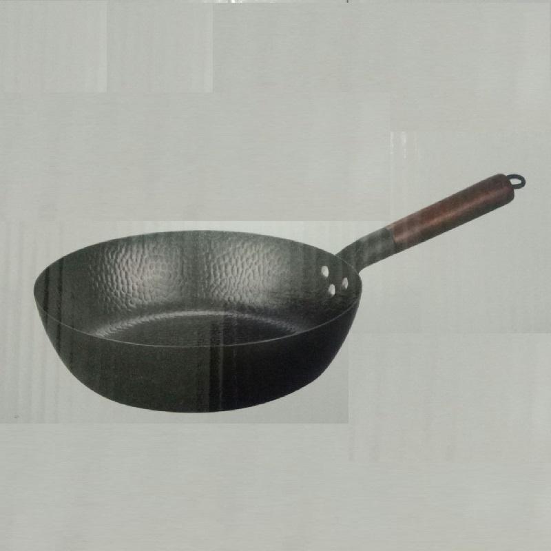 Chảo Thép Rèn Vân Búa Chống Dính Tay Cầm Gỗ Kiểu Sâu Lòng Size 28cm Dùng Được Bếp Từ