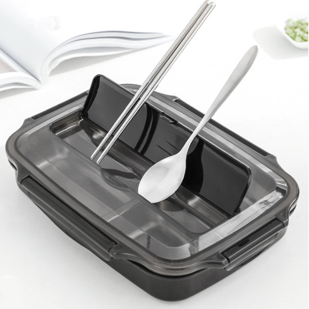 Khay đựng thức ăn loại 5 ô chất liệu inox 304 an toàn, phù hợp cho người đi làm, học sinh, tặng chén đựng soup
