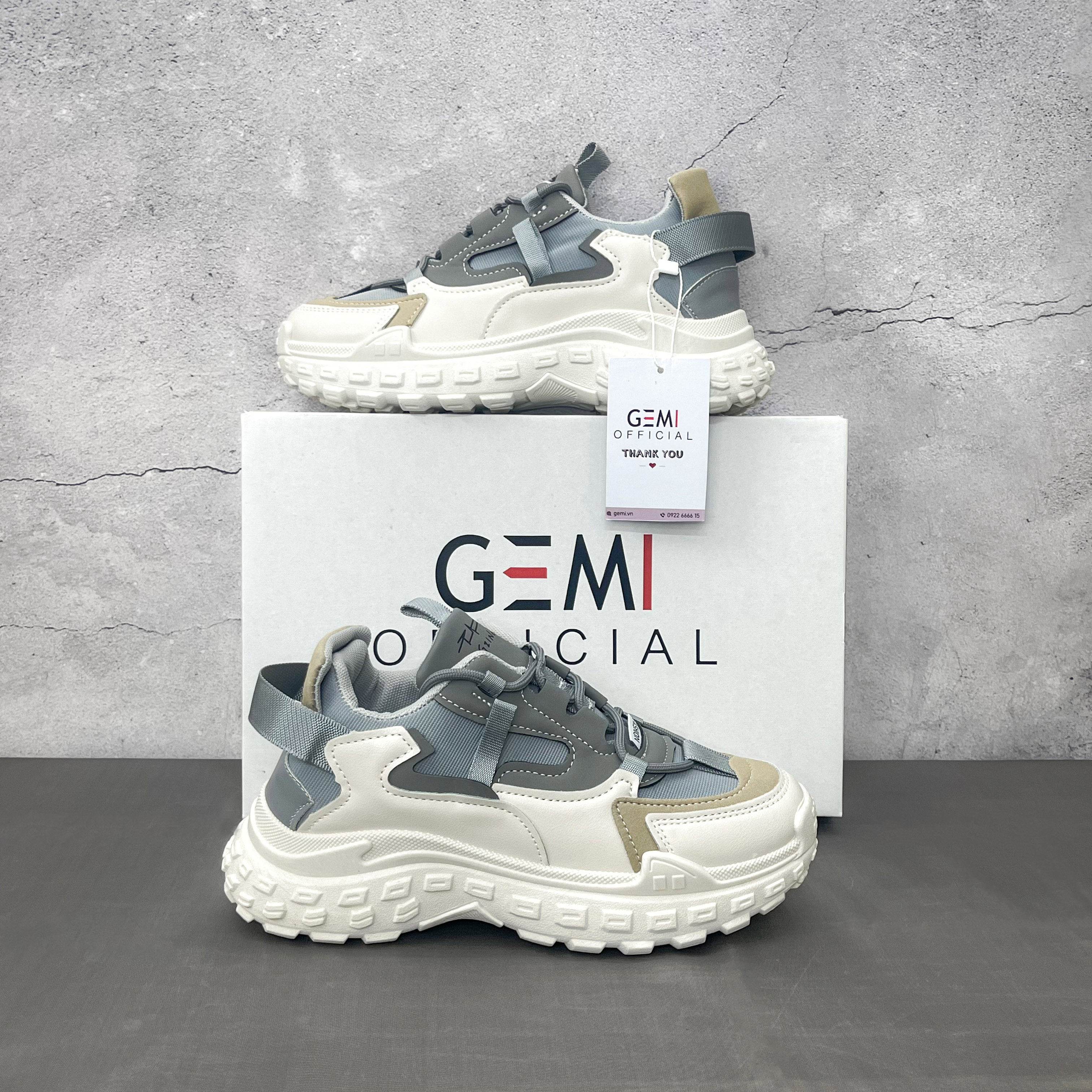 Giày thể thao nữ GEMI - giày ullzzang màu Xám - trắng, đế cao, kiểu dáng hot trend - M7224