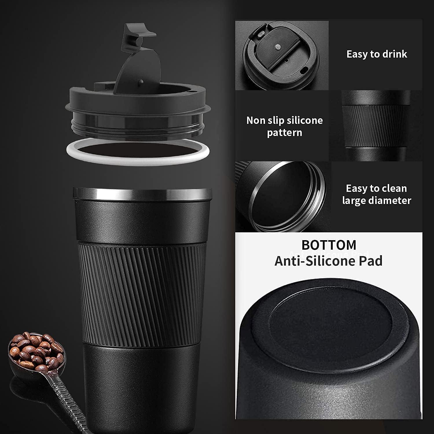 Cốc cà phê ô tô, cốc du lịch 510 ml, quán cà phê nóng tủy, cốc đẳng nhiệt nhiệt với nắp chống súp, thép không gỉ cho cà phê nóng và lạnh